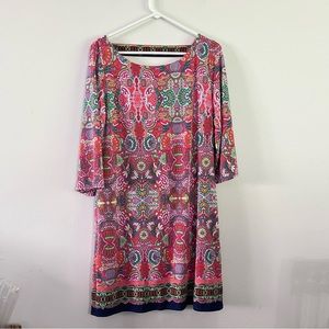 Laundry by Shelli Segal Los Angeles Sheath Lined Dress Pink Colorful Patterned M